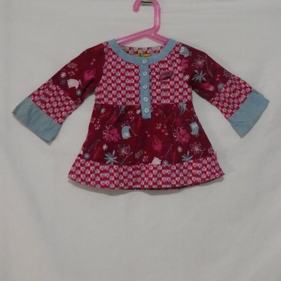 GAGOU TAGOU | 18-24 months | Long Sleeve Patchwork Baby Dress | Button-Up Front - Picture 1 of 15